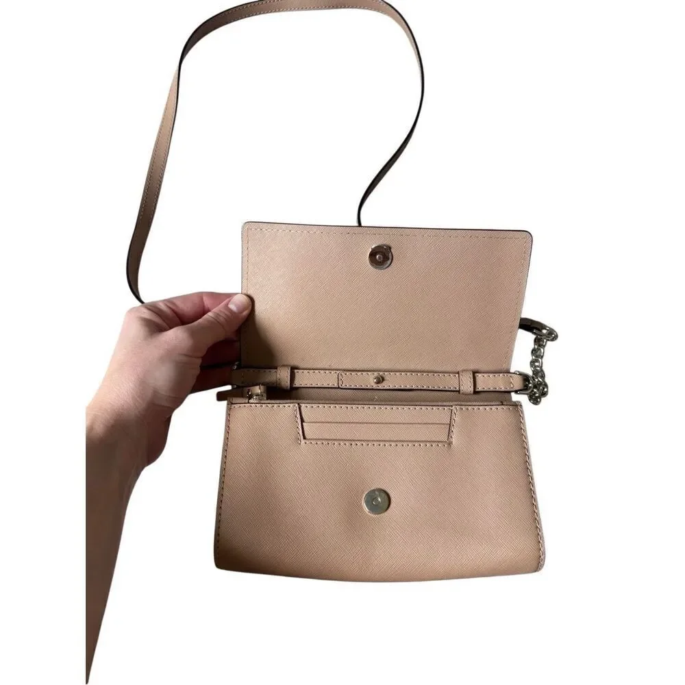 Kate Spade Saffiano Leather Crossbody‎ Purse Bag Tan Chain